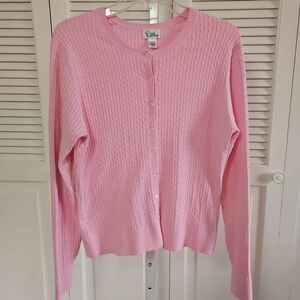 Lilly Pulitzer Women’s Pink Cardigan, Button Up Classic Size Large